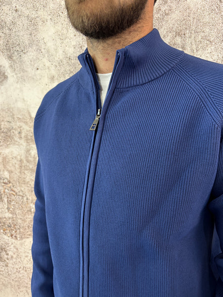 Maglione nylon blu full zip