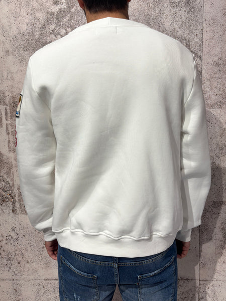 Cardigan in felpa bianco con patch