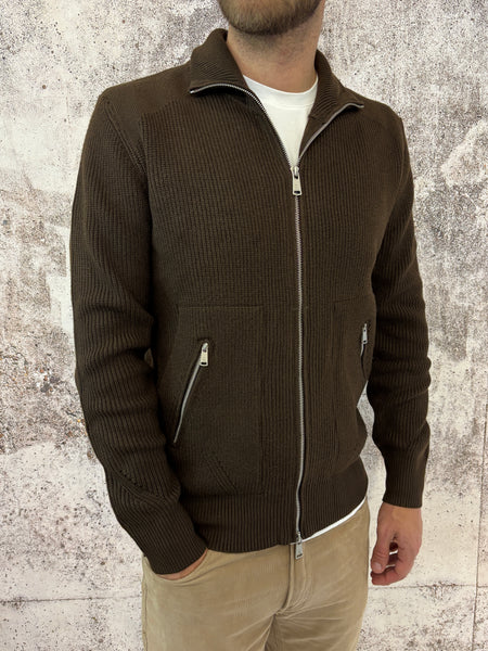 Maglione full zip coffee