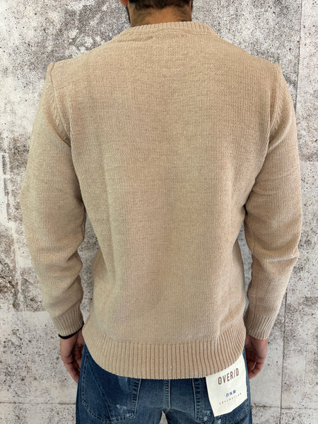 Maglione girocollo ciniglia camel