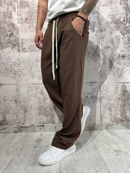 Pantalaccio palazzo cioccolato misto lino
