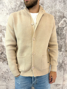 Cardigan beige collo coreano