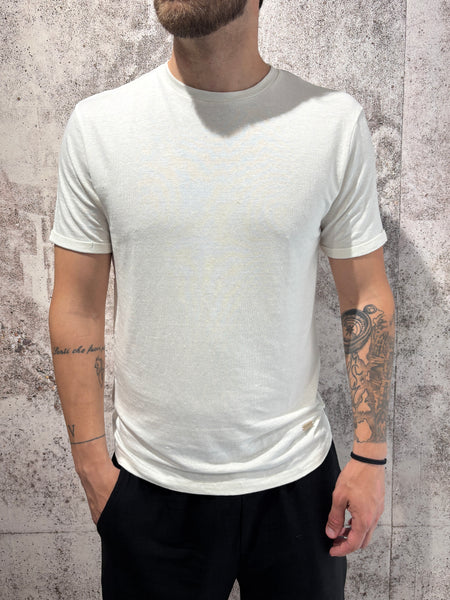T-Shirt misto lino bianca