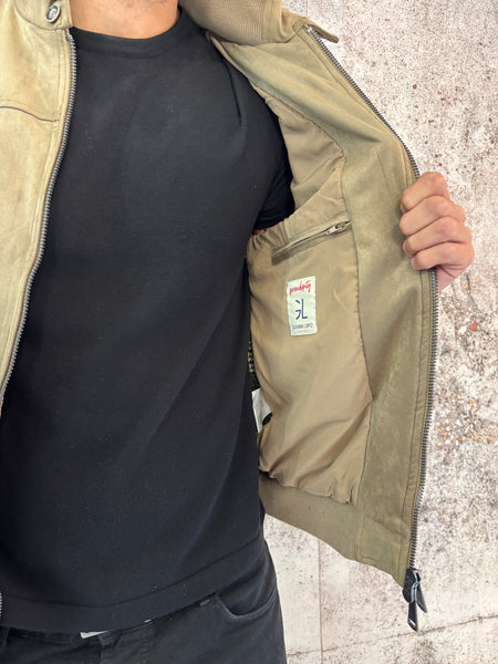 Giubbino mod. college scamosciato beige