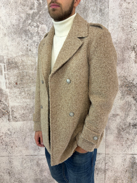 Cappotto peacot cammello