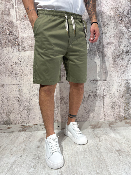Bermuda cotone militare con coulisse