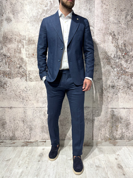 Abito misto lino blu