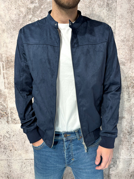 Biker ecopelle scamosciato blu