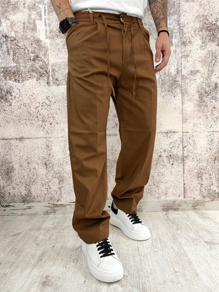 Pantalaccio cotone palazzo col. Tabacco