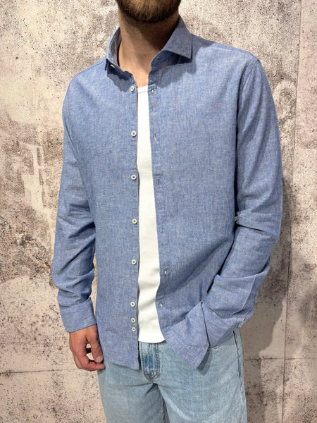 Camicia Lino/Cotone blu