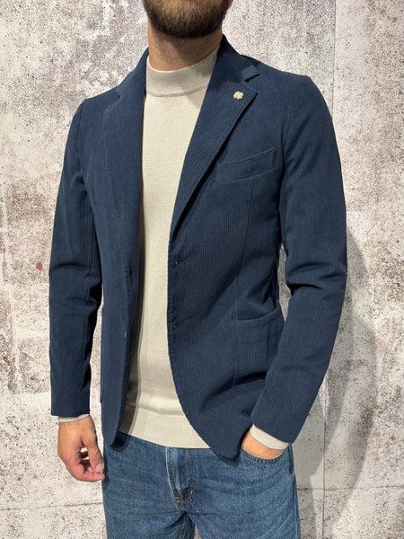 Giacca monopetto velluto blu