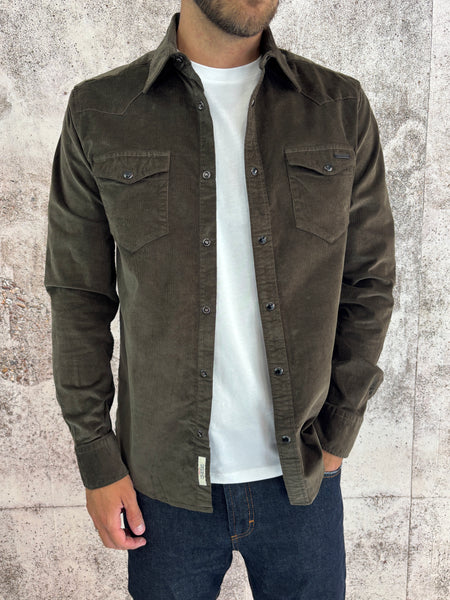 Camicia velluto verde militare