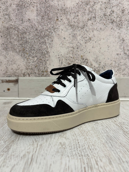 Sneakers pelle bianca/moro