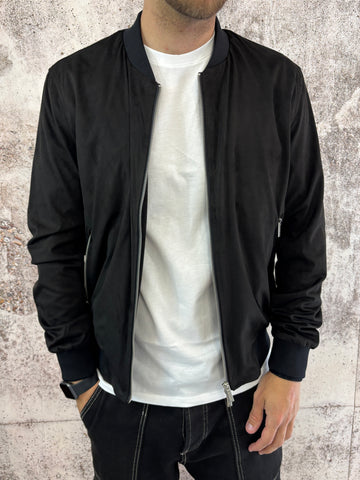 Bomber scamosciato nero
