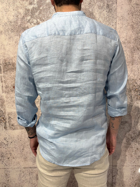 Korean light blue linen shirt