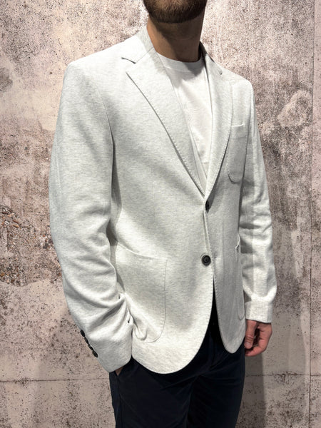 Giacca monopetto jacquard grigia