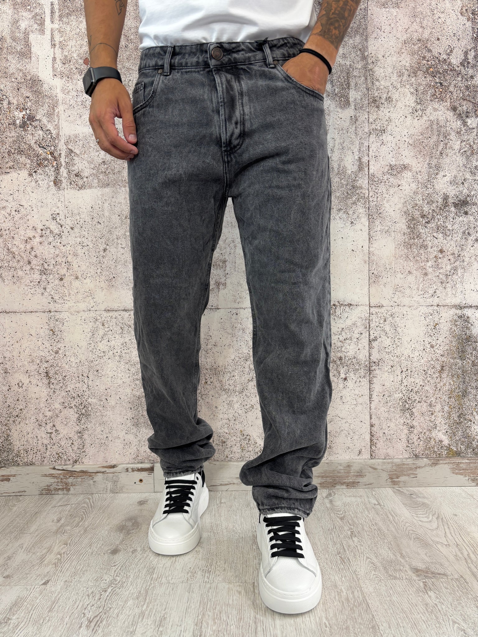 Jeans grigio marmorizzato