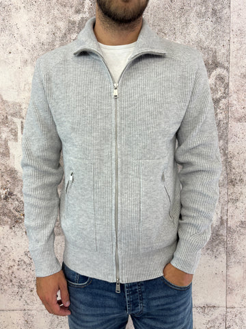 Maglione full zip grigio