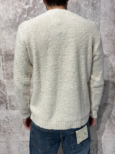 Maglione girocollo boucle' avorio