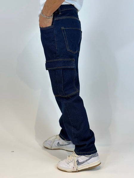 Jeans cargo lavaggio scuro