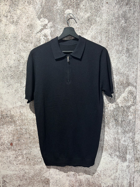 Polo in maglia lavorata zip nera