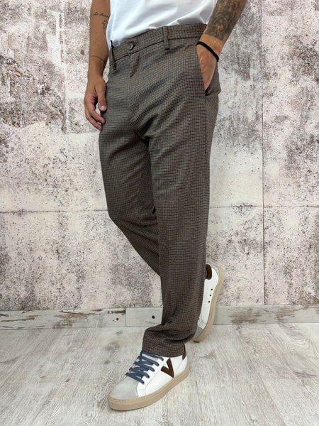 Pantalone beige pied de poule