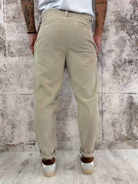 Pantalone beige velluto costine