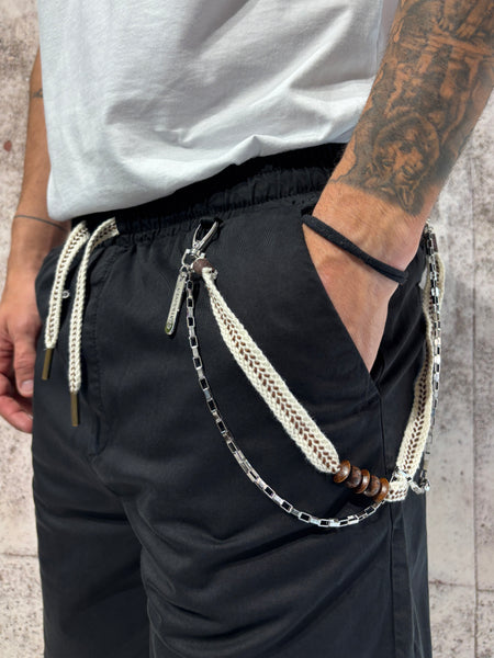 Bermuda cotone nero con coulisse