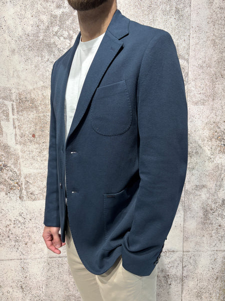 Giacca monopetto jacquard blu navy