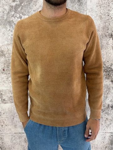 Maglione girocollo tabacco spugna