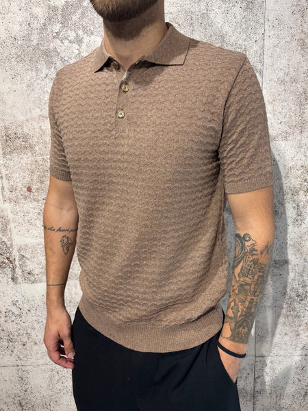 Polo in maglia lavorata cacao