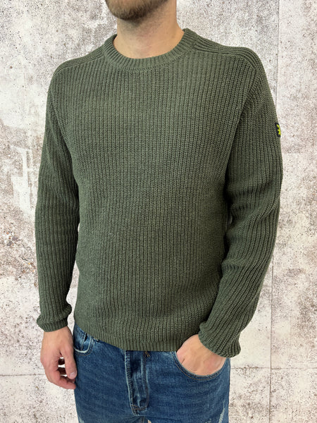Maglione costine militare con toppe