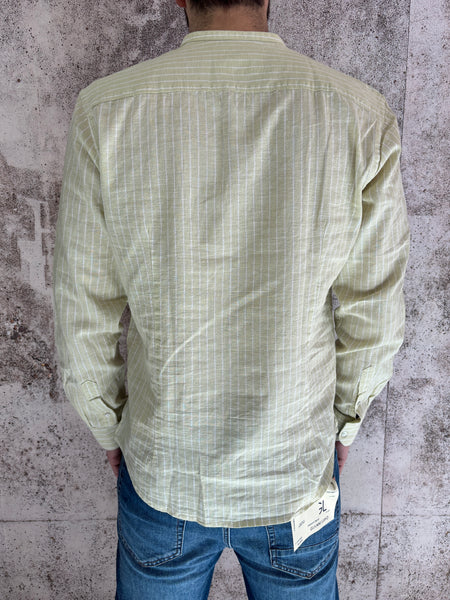 Camicia lime misto lino rigata