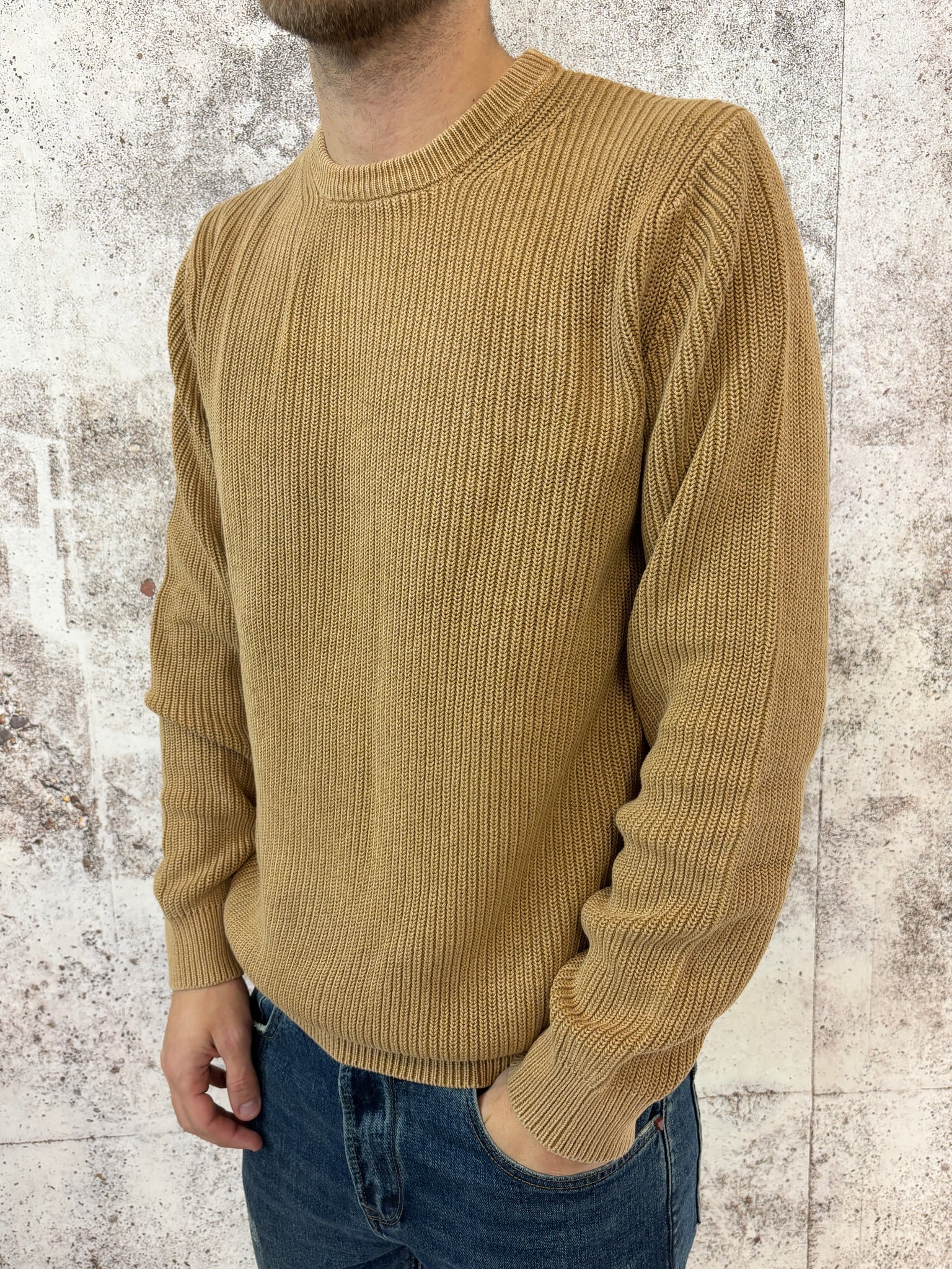 Maglione costa inglese cammello