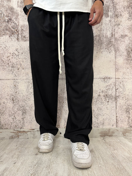 Pantalaccio palazzo misto lino nero