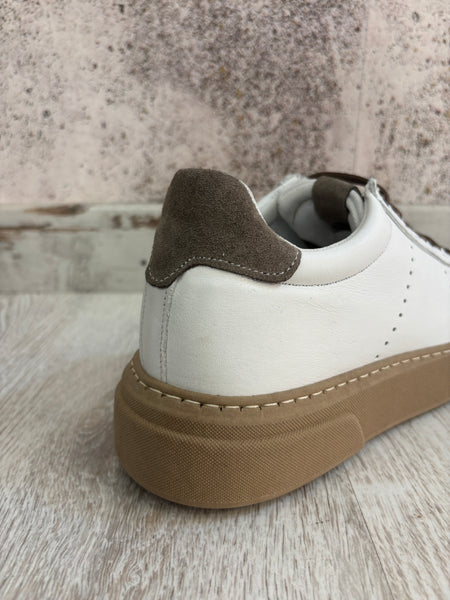 Sneakers pelle bianche/beige