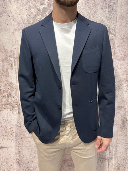Giacca monopetto jersey blu notte