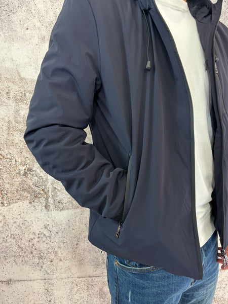 Giubbotto corto con cappuccio blu