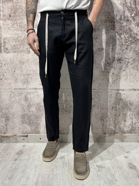 Pantalone lino nero art. Michigan