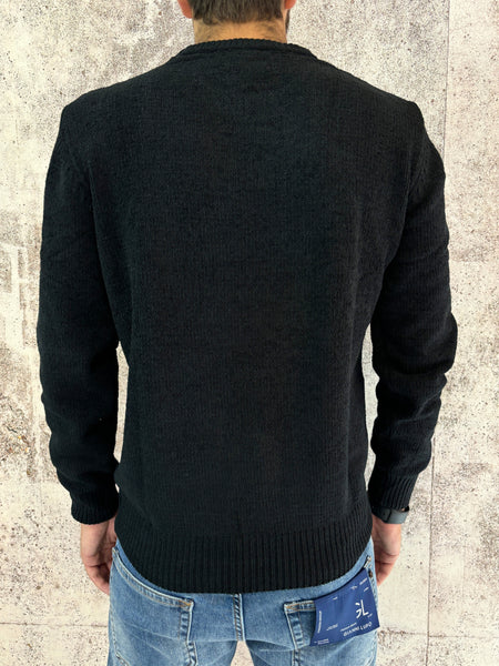 Maglione ciniglia girocollo nero