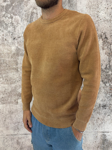 Maglione girocollo tabacco spugna