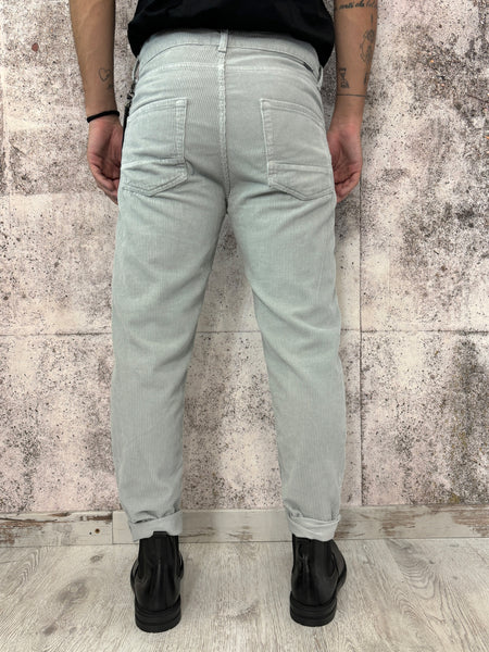 Pantalone velluto costine grigio