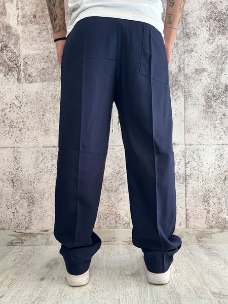Pantalaccio palazzo misto lino blu