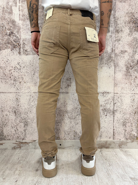 Pantalone velluto tramato beige