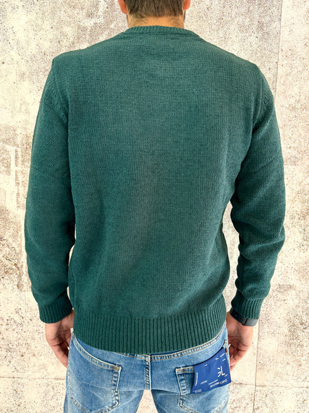 Maglione ciniglia girocollo verde bosco