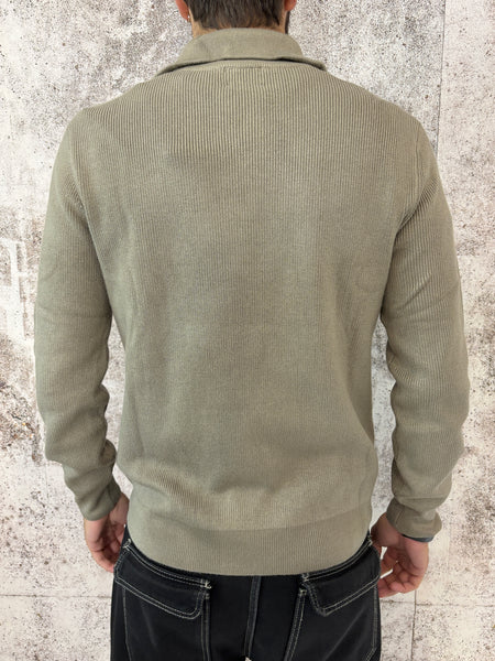 Maglione beige mezza zip