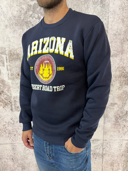 Felpa girocollo blu Arizona