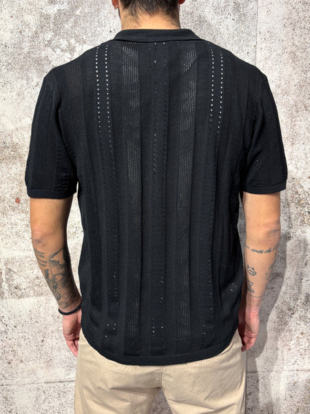 Camicia in maglia m/m lavorata nera
