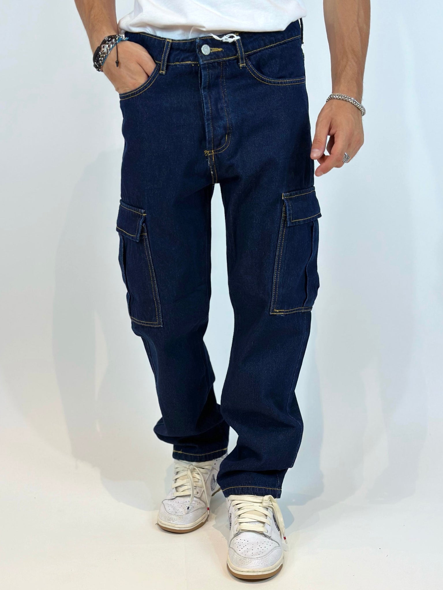 Jeans cargo lavaggio scuro