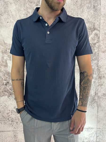 Polo cotone tinto capo blu